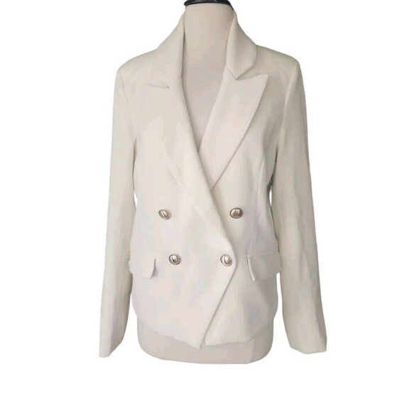 Bishop + Young Anthropologie Office Career Blazer Womens Large Cream Old Money - Picture 1 of 7